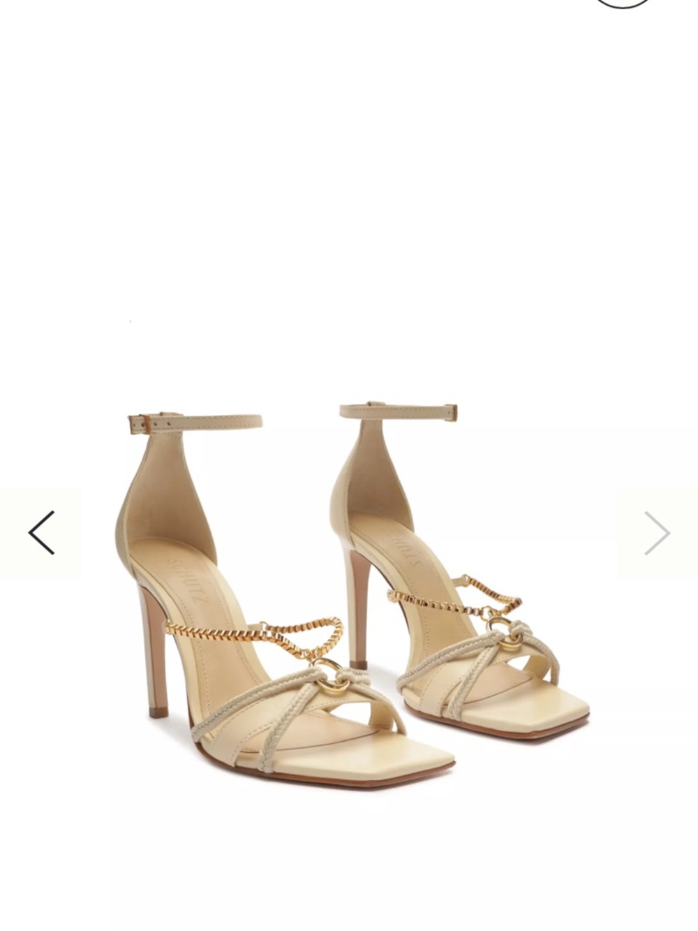 Schutz Silvie Ivory Heel Gold Chain Size 10